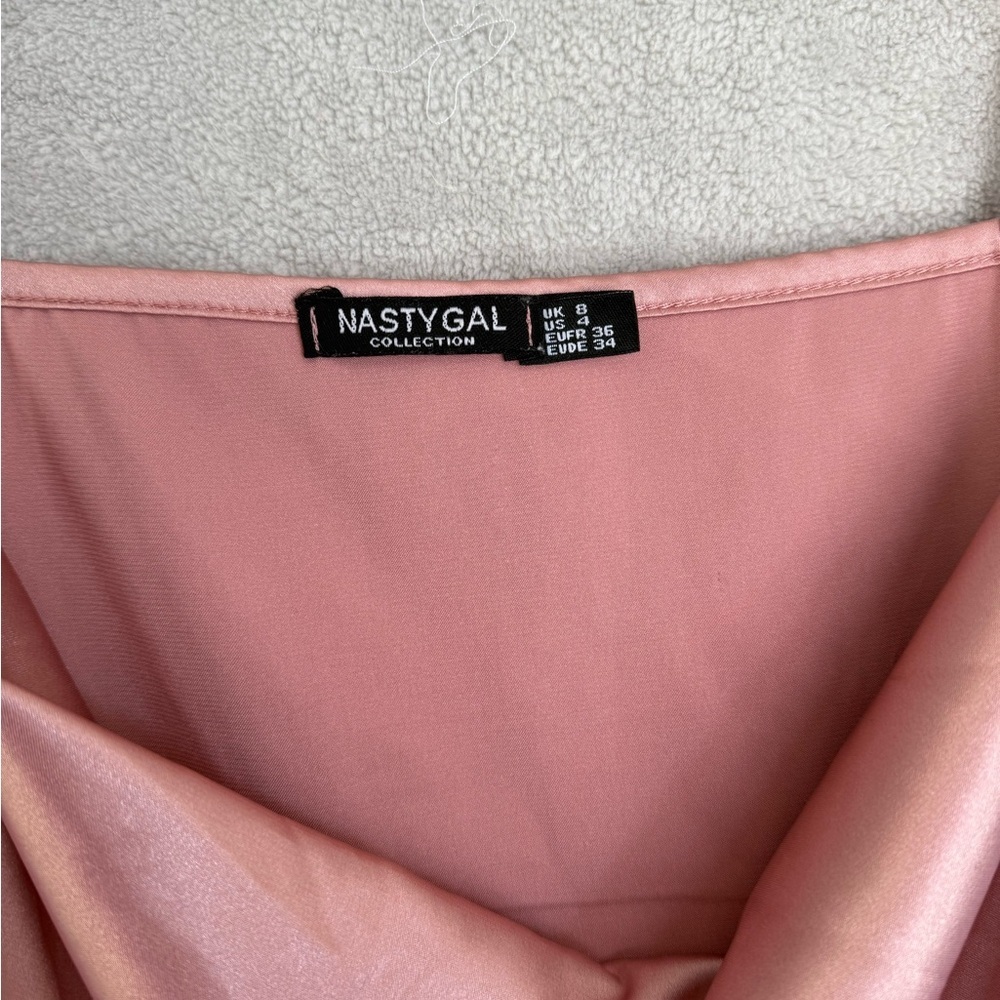 Nasty Gal Blush Satin Cowl Neck Camisole - Picture 3 of 4